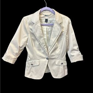 White Black Market,Elegant Cream Women's Blazer with Button Accents